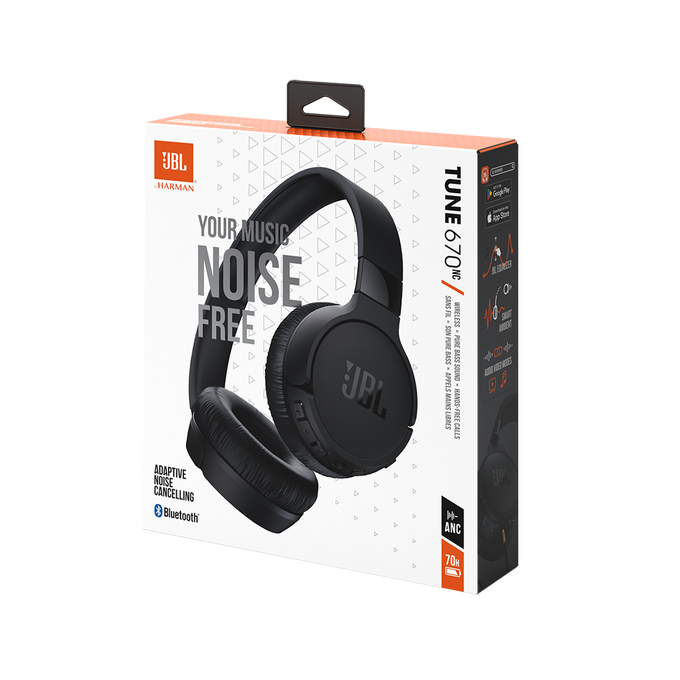 JBL Tune 670NC - Black - Adaptive Noise Cancelling Wireless On-Ear Headphones - Detailshot 10 image number null